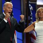 Joe Biden gets pumped beside his wife Jill (Getty)